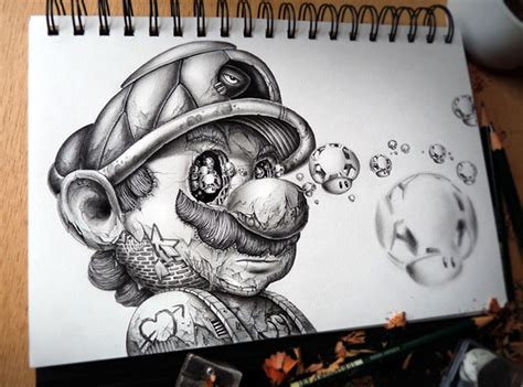 Distroy, Creepy Graphite Drawings of Popular Cartoon & Video Game Characters