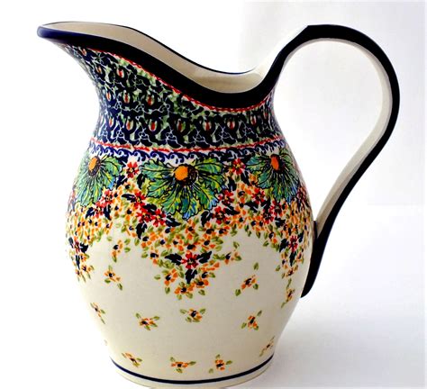 64 oz Pitcher Stoneware-Unikat - Color Palette Polish Pottery Outlet