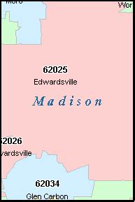 MADISON County, Illinois Digital ZIP Code Map