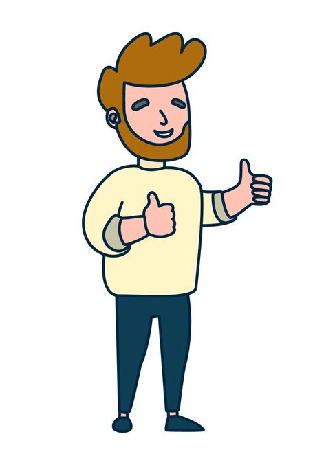 cartoon illustration of a man giving thumbs up on isolated background 24138303 Vector Art at ...