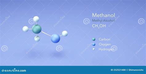 Methanol, Methyl Alcohol. Molecular Structure 3d Rendering, Structural ...