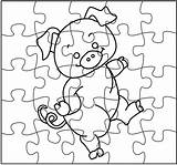 Pig Jigsaw Puzzle Coloring Page Printable For Kids  sketch template