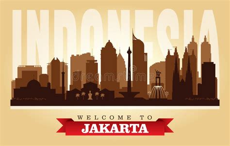 Jakarta Indonesia City Skyline Vector Silhouette Stock Vector ...