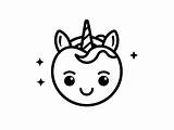 Sweet Unicorn Emoji Coloring Fun  Page sketch template