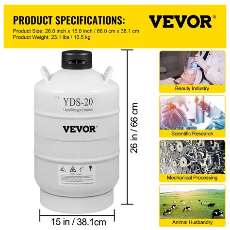 20L Liquid Nitrogen Storage Tank Static Cryogenic Container with 6 ...