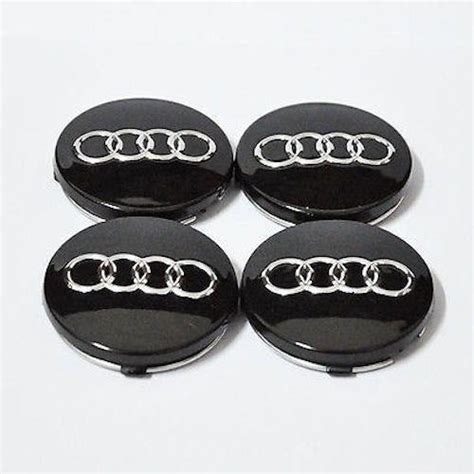 4X 60mm Black Audi Wheel Center Caps – 6 Side Auto