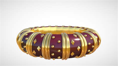 Enamel and Gold Bracelet - Download Free 3D model by bradacvojtech [54a1ef6] - Sketchfab