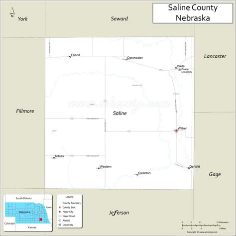 Map of Saline County, Nebraska - Where is Located, Cities, Population, Highways & Facts