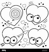 Cartoon Hearts Black And White Coloring Book Page Stock Photo  Alamy sketch template