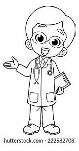 Doctor Cartoon Drawing Coloring Pagevector Illustration Stock Vector  sketch template