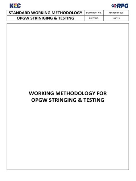 SOP & Manual On OPGW Stringing | PDF