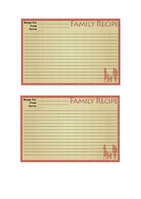 Family Recipe Card Template printable pdf download