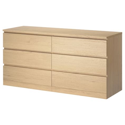 MALM 6-drawer dresser, white stained oak veneer, 63x30 3/4" - IKEA