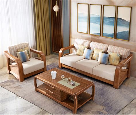 China Latest Fabric Sofa Set Living Room Furniture Pictures of Wooden Sofa Designs - China Wood ...