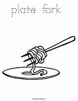 Plate Fork Coloring Page  Tracing Twisty Noodle sketch template