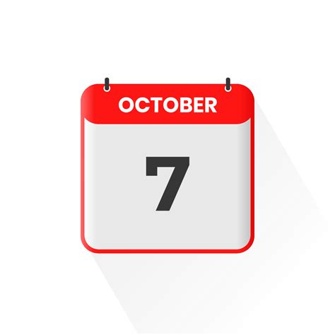 7th October calendar icon. October 7 calendar Date Month icon vector illustrator 12919575 Vector ...