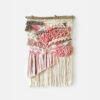 Boho pink woven wall hanging