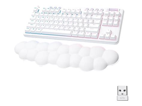 Logitech G G715 Wireless Gaming Keyboard Linear Switches GX Red and Keyboard Palm Rest White ...