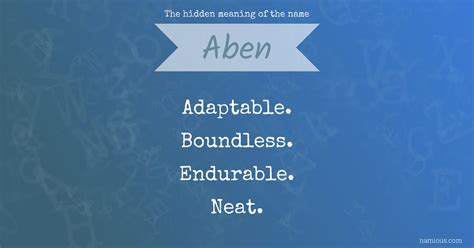 The hidden meaning of the name Aben | Namious