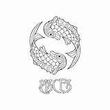 Pisces Coloring Page / Digital Download Printable Astrological Sign  sketch template