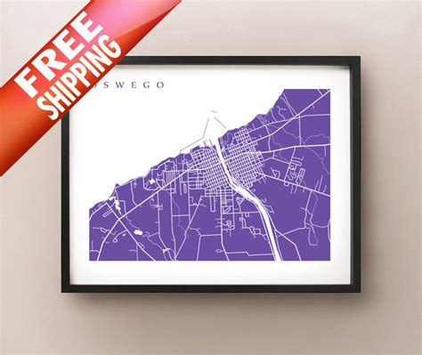 Oswego, NY Map Print Upstate New York - Etsy