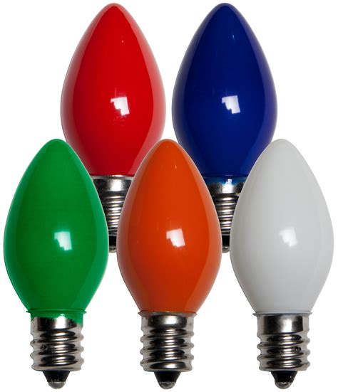 C7 Christmas Light Bulb - C7 Multicolor Christmas Light Bulbs, Opaque