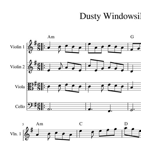 Dusty Windowsill - Irish Jig Harmony Sheet Music for String Quartet, Trio or Duet | Celtic ...