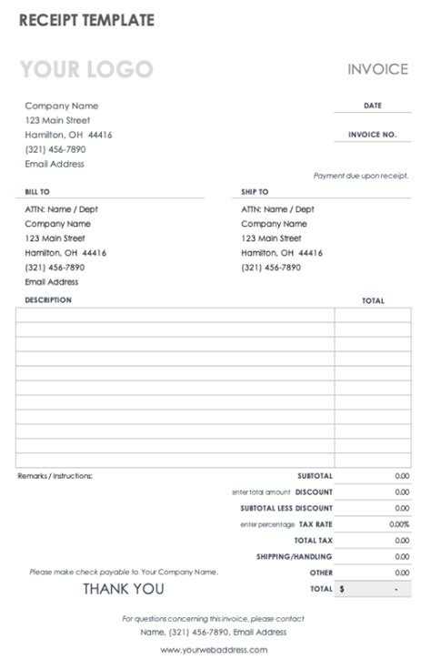 Download Free PDF Receipt Templates | Smartsheet