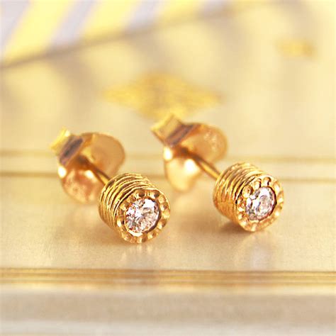 genuine diamond gold stud earrings by embers gemstone jewellery ...