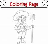 Farmer Holding pitchfork coloring Page 34897460 Vector Art At Vecteezy sketch template