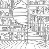 Printable Library Coloring Pages sketch template