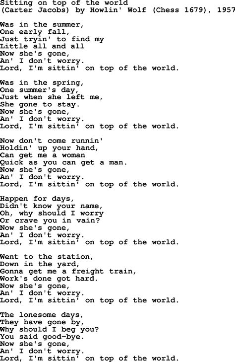 Bruce Springsteen song: Sitting On Top Of The World, lyrics