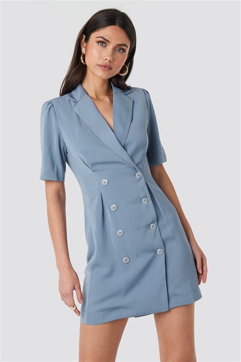 Short Sleeve Blazer Dress Blue | na-kd.com