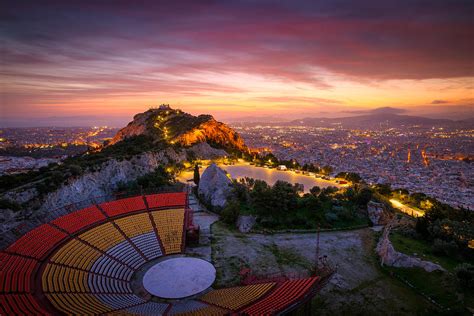 View Of Lycabettus Hill And Athens At Sunset, Greece. Photograph by ...