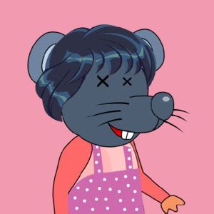 Cheerful koala cartoon in a polka dot apron on pink | Rickey Rat NFT