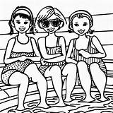 Girl Swimming Coloring Page sketch template