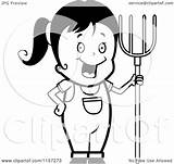 Farmer Pitchfork Cartoon Vector Drawing Stickman Getdrawings Sketch  sketch template