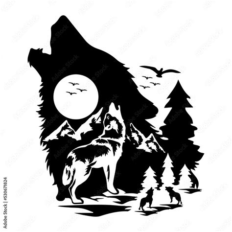 wolf svg, howling wolf svg, mountain svg, wolf clipart, wolf png ...