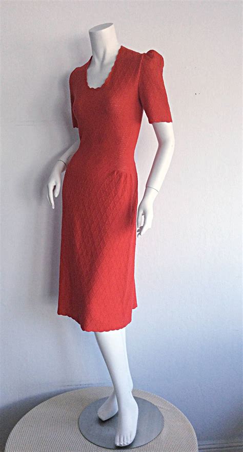 1960s Vintage Adolfo for Saks 5th Ave. Knit 60s Dress Lipstick Red For ...