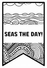 SEAS THE DAY Beach Zentangle Coloring Pages sketch template