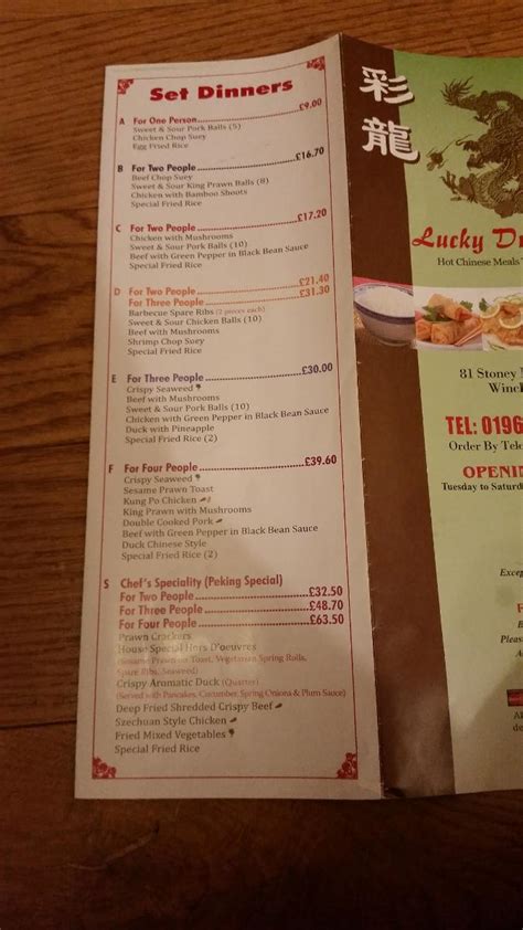 Menu at Lucky Dragon fast food, Winchester, 81 Stoney Ln