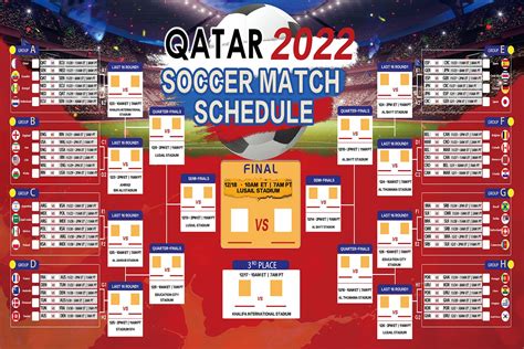 Buy World Cup 2022 Qatar, Soccer Match Schedule Wall Chart, Bracket ...