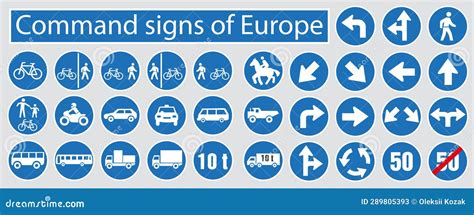 Mandatory Road Signs of Europe. Road Signs Stock Vector - Illustration of drive, road: 289805393