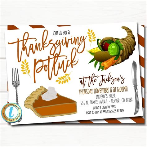 Thanksgiving Potluck Invitation, Friendsgiving Teacher Staff Invitation ...