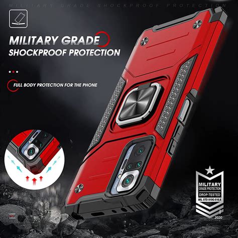 Armor Ringstand Case Red Xiaomi Redmi Note 10 5G/Poco M3 Pro 5G | The-iStore.gr