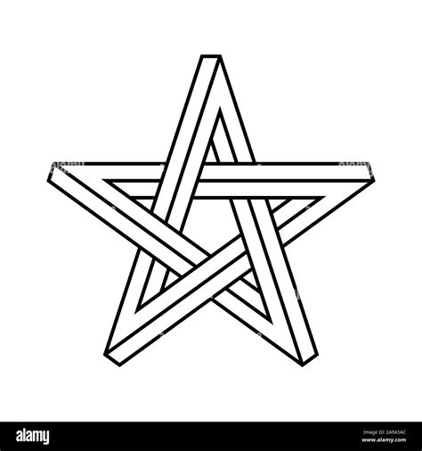 Impossible star outline. Impossible shape pentagram on white background. Five pointed star sign ...