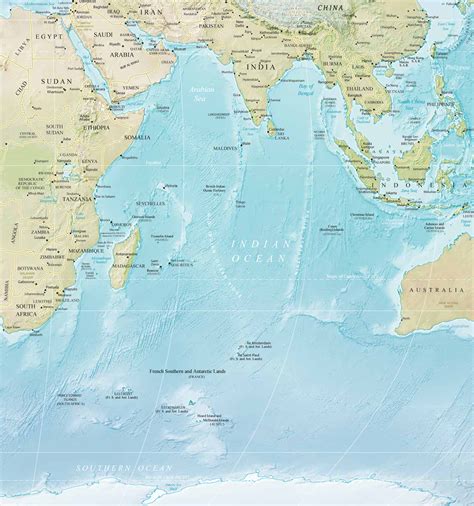 Map of Indian Ocean - Islands, Countries