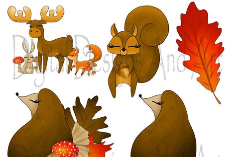 Autumn animals clipart | Custom-Designed Illustrations ~ Creative Market