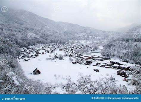 Shirakawa-go in winter stock photo. Image of famous, gassho - 55448190