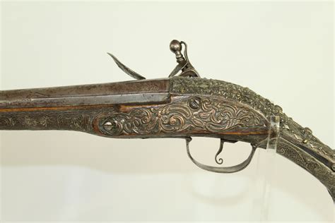 Ottoman Turkish Flintlock Pistol Ornate Engraved Antique Firearm 015 ...